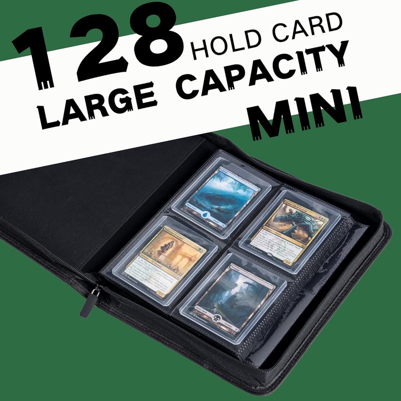 KUOOKING Toploader Binder, Holds 128+ Toploaders, 4 Pocket Top Loader Card Storage Case, Double-Sided Pockets for trading card in 3 x 4'' Toploaders（Green） - Image 2